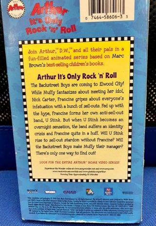 Arthur “Its Only Rock N Roll” Starring The Backstreet Boys VHS tape,  RARE 2