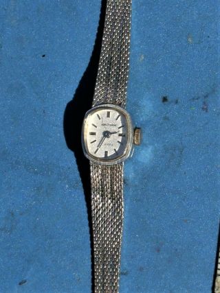 Vintage Waltham 17 Jewels Wind Up Ladies Watch,  Admiral 1/40 10k White Gold Mesh
