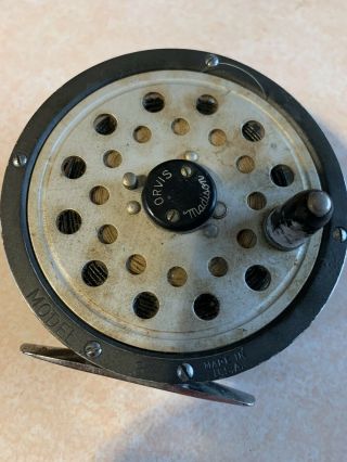 Vintage Orvis Madison Model 8 Fly Fishing Reel With Line Made In Usa