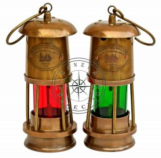 Set Of 2 Vintage Brass Minor Lamp Nautical Ship Boat Light Lantern Vintage Decor