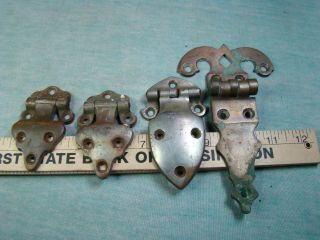 Antique Brass Ice Box Hinges,  Distressed Salvage Hardware,  Different Styles
