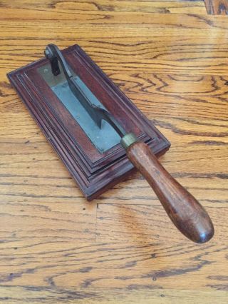 Antique Vintage Cigar Cutter On Old Wood Board Folk Art