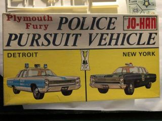 Vintage Jo - Han Model Car 1968 Plymouth Fury Police Car Kit Gc - 1300:200