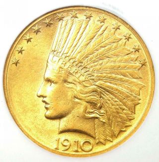 1910 - D Indian Gold Eagle $10 Coin - Certified Ngc Au58 - Rare Gold Coin