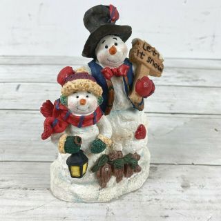 Vintage Ceramic Snowman With Sign Christmas Light Scarf Hat Snow Unbranded Rare
