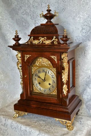 Rare Antique German Junghans Quarter Chime Mantel Clock.  Restored.  Serviced.