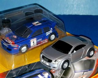 2x Rare Uk Audi Tt & Peugeot 206 Rally Ho Slot Cars Micro Scalextric Mr1 Marchon