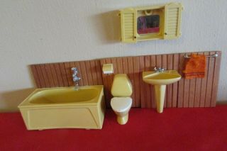 Vintage Swedish Lundby Dollhouse Bathroom Set - Rare