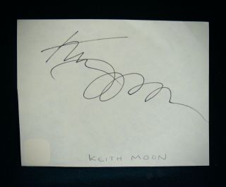 Keith Moon Very Rare Autographed Paper Sheet W/full The Who Drumming Legend