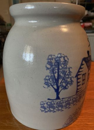 Rare BBP Beaumont Brothers Pottery 8” Crock - Blue House - 1996 3