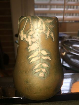 Vintage Heintz Sterling On Bronze Arts & Crafts Metal Decorated Vase
