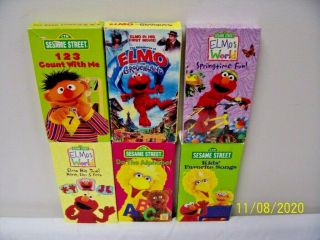 6 Rare Sesame Street Vhs Tapes W/elmo/big Bird & More