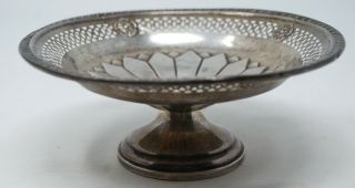 Vintage Crown Sterling Silver Weighted Compote Candy Dish Card Tray 5.  5 " X 2.  25 "