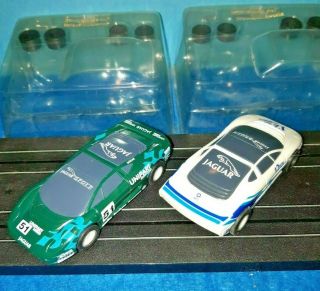 2x Rare Uk Jaguar Xj 220 Sport Ho Slot Cars Micro Scalextric Mr1 Marchon =nice=