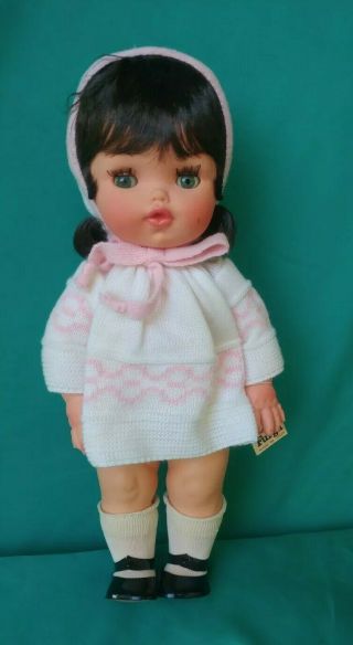 Vintage Furga Sleepy Eye Doll With Tag Circa 1960s 14 Inches