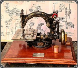Extremely Rare Antique Willcox&gibbs 2 Thread Locking Stitch Sewing Machine,  1866