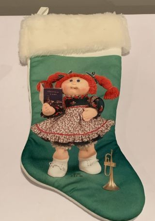 Vintage 1985 Cabbage Patch Kids Christmas Stocking Caroling Girl Doll Red Hair
