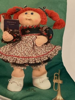 Vintage 1985 Cabbage Patch Kids Christmas Stocking Caroling Girl Doll Red Hair 2
