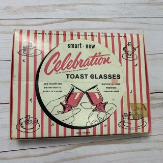 Vintage 1950/60s Celebration Cake Topper Toast Glasses Set By May Co.  Chicago