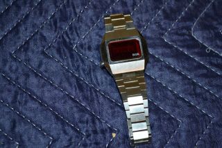 Duval Red Led Watch Compu Chron Japan Stainless Steel