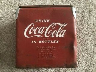 Antique Drink Coca Cola Metal Cooler With Bottle Opener - Some Rust