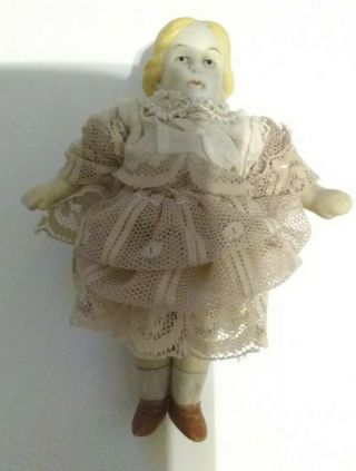 Mignonette Tiny 4 Inch Vintage/antique German? All Bisque Dollhouse Doll