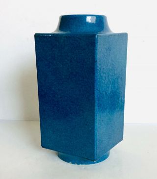 Rare Qing Dynasty Chinese Blue - Glazed Cong - Form Vase