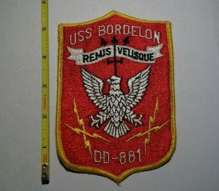 Extremely Rare Wwii Uss Bordelon (dd - 881) Gearing Class Destroyer Ship Patch