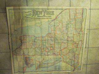 " 1903 Scarborough Ny State Rr Map Folded Linen In 46 " W X 42 " H
