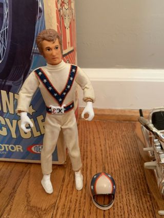 Vintage 1973 Evel Knievel Stunt Cycle 1st Edition - Complete/works - w/Cane - RARE 6