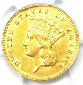 1878 Three Dollar Indian Gold Coin $3 - Certified Pcgs Au55 - Rare Coin