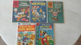 5 Diff Dell Giants Inc Rare Donald Duck Fun Book 1 From 1953 Disney Scrooge