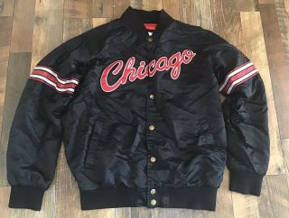 Vintage Chicago Bulls Starter Jacket Windy City Size L Michael Jordan Era Rare