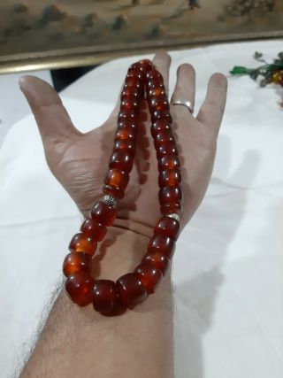 Antique German Faturan Amber Bakelite Misky Hand Cut Prayer Beads 100 Rare
