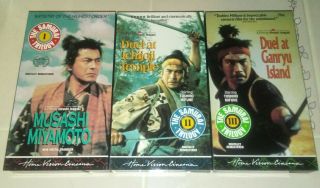 The Samurai Trilogy Vhs Martial Arts 3 Tape Release All Play A,  Rare