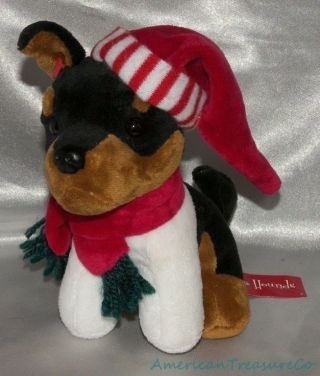 Rare Target Plush 6 " Ho Ho Hounds Doberman Puppy Dog Christmas Holiday Ornament