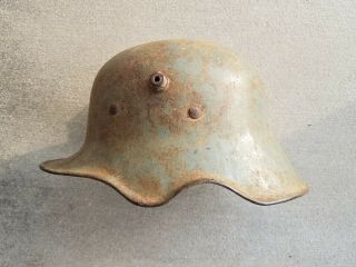 Extremely Rare Ww1 German M18 Cut - Out Helmet Et64 With Heat Stamp