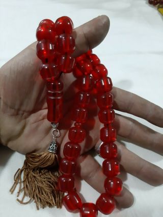 Antique German Faturan Bakelite Misky Hand Cut Prayer Beads Necklace 100 Rare
