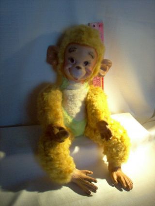 Rare Vintage Stuffed Monkey,  Vgc.  Has Rubber Face,  Hands,  Feet And Bannana