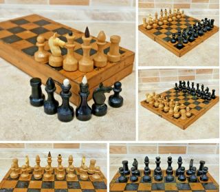 Soviet Wood Chess Set Russian Vintage Ussr Antique Tournament 29cm 11.  5 In