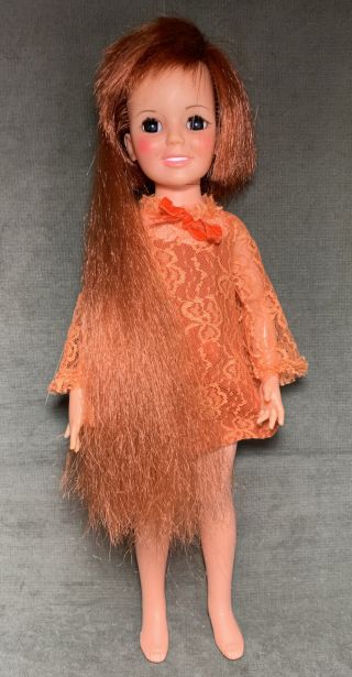 Vintage Ideal Crissy Doll Orange Lace Dress Panties Growing Red Hair