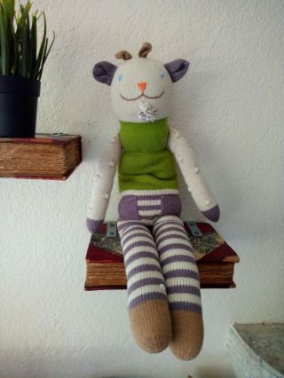 13 " Blabla Knitted Cotton Billy The Goat Stuffed Animal Plush Toy Soft Rare Htf