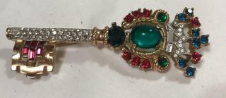 Vintage 1950’s Trifari Alfred Philippe Coronation Crown Key Brooch Pin Rare