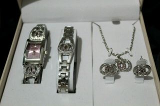 Paul Salatini Ladies Watch/ Earrings/necklace/x Bracelet Jewellery Gift Set