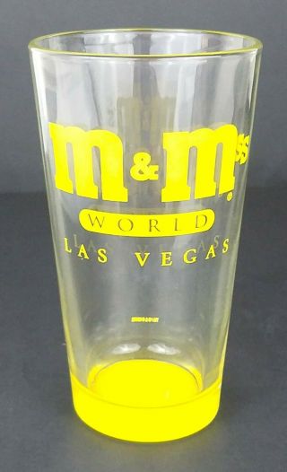 M&ms World Las Vegas Yellow Logo Beer Pint Glass Collectible Souvenir - Rare