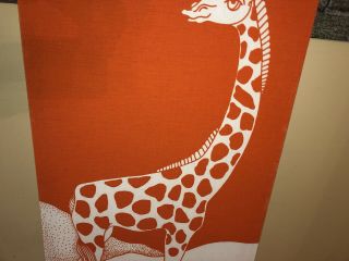 Vintage Marushka Silk Screen Zoo Giraffe Stretched Wall Hanging 36x18 