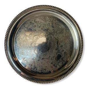 Vtg Sheffield Silver Co 13 " Round Tray Epc 5/166 Silverplate Serving Tray Ds