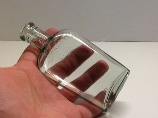 Small Antique 3 Oz.  Warranted Strap Side Whiskey Flask.