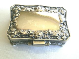 Vtg Collectible Antique Silver Fine Pewter Victorian Flower Jewelry Box Rare