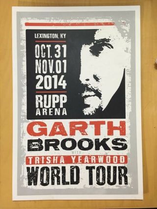 Garth Brooks Concert Poster World Tour 2014 Lexington Kentucky Rupp Arena - Rare